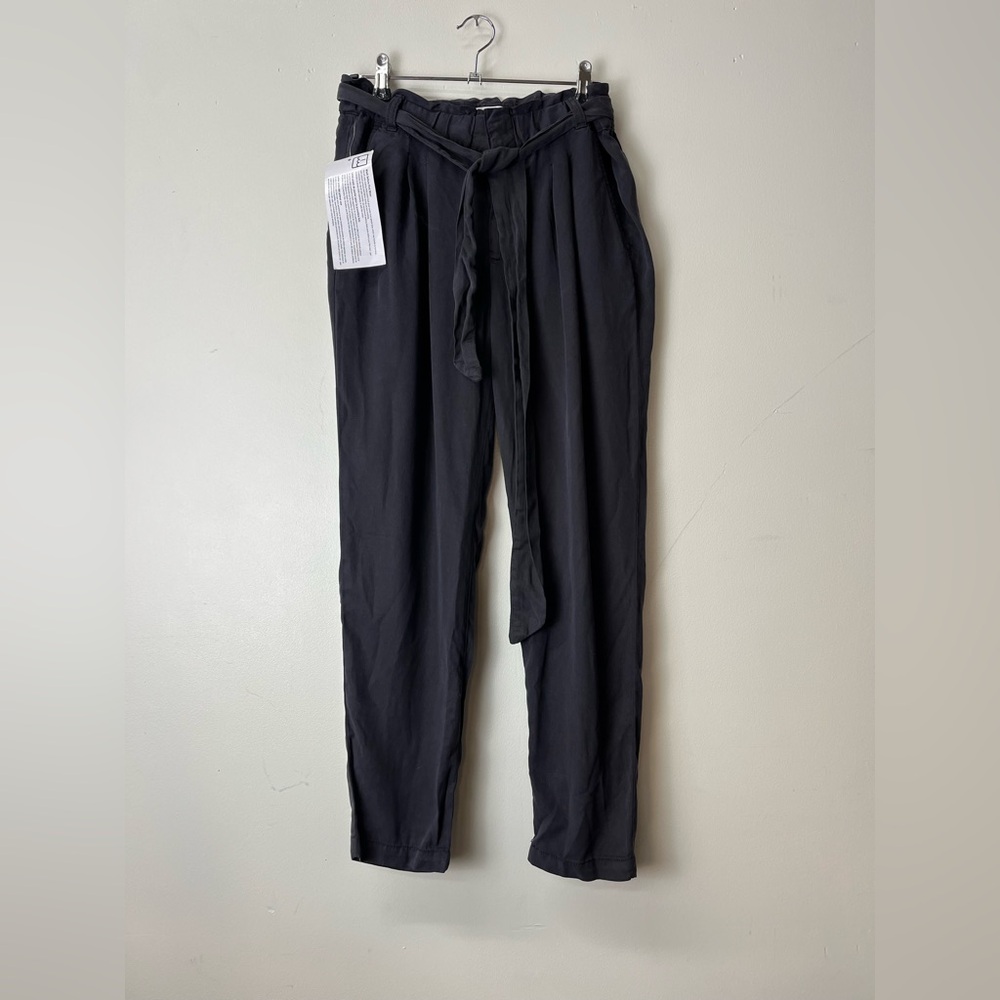 Daily Ritual Anthroplogie Womens Lyocell Tapered Pants Sz 6 Black Minimalist